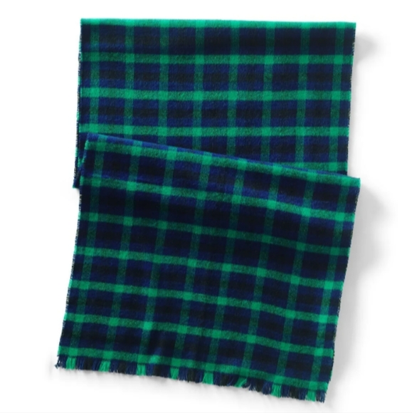 🆕Lands' End CashTouch Winter Scarf Emerald Gulf Gingham Black Watch Plaid - Picture 1 of 7